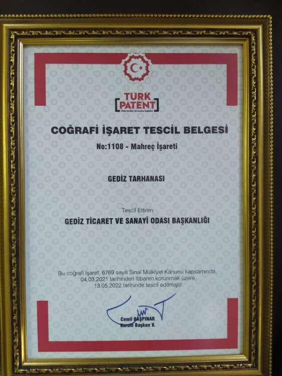 GEDİZ TARHANASI COĞRAFİ İŞARET BELGESİ